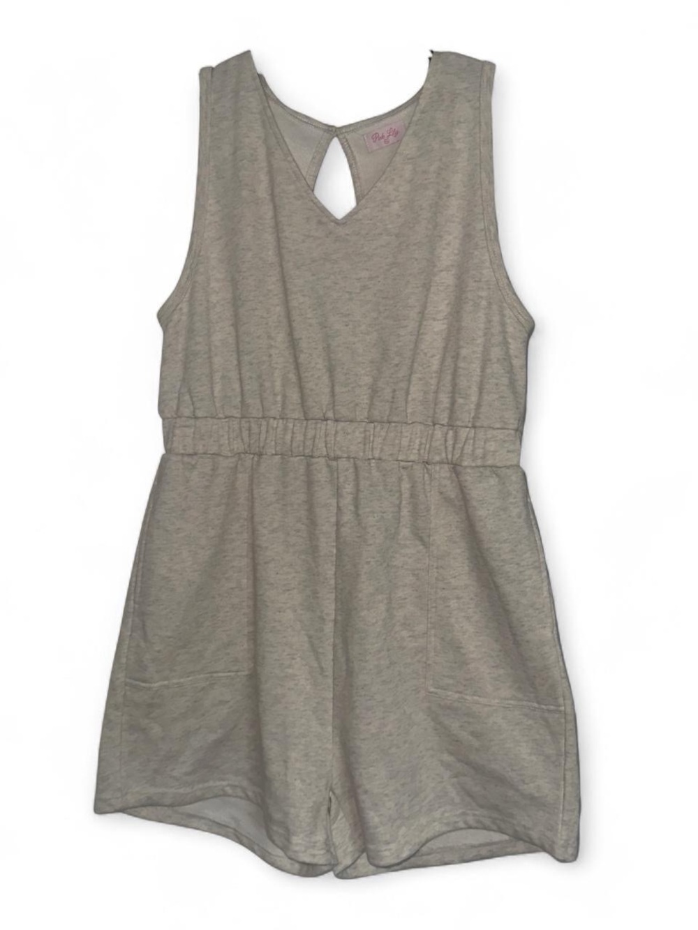 Pink Lily Gray Sleeveless Keyhole Romper